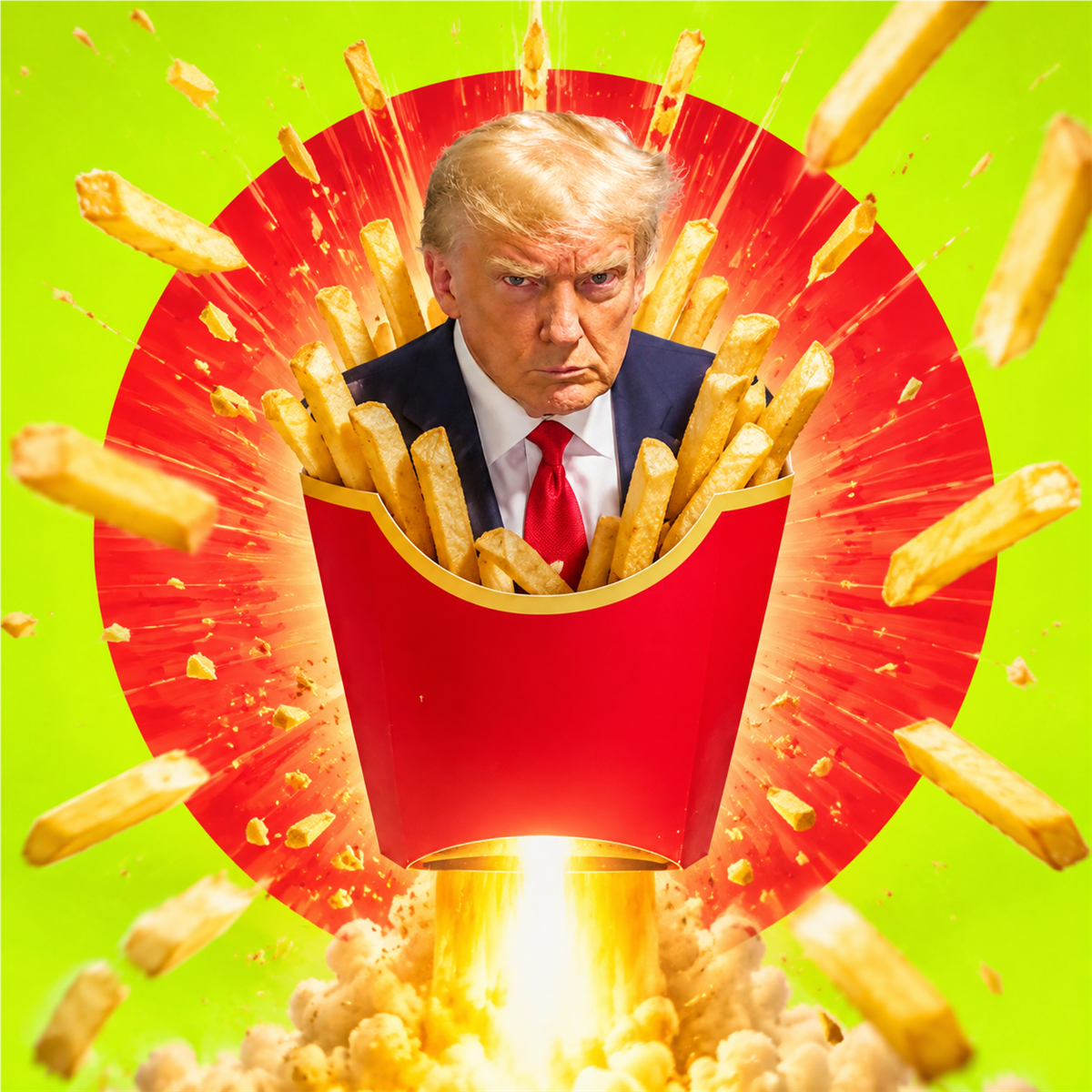 TRUIES character launching from a red fry box
